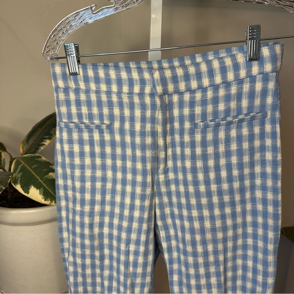 Zara Blue and White Checkered Gingham Pants - Picture 2 of 6